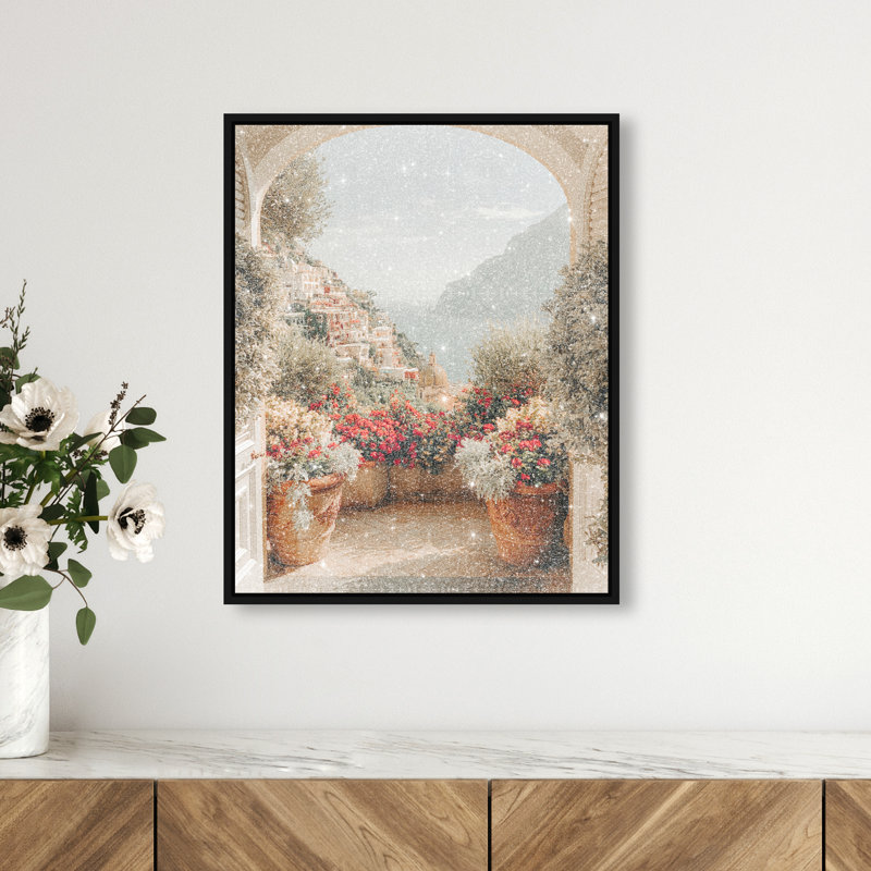 Clifftop Crimson II Canvas Architecture Print by Oliver Gal, Black Frame, 16 x 20, 25"H x 31"W, White Floater Frame