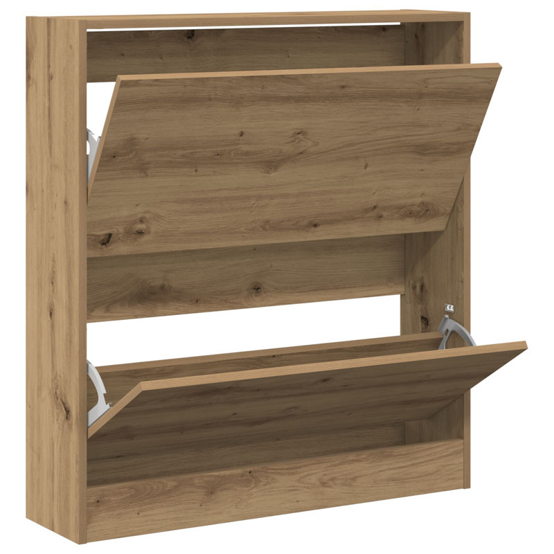 4 Pair Shoe Storage Cabinet, Smoked Oak