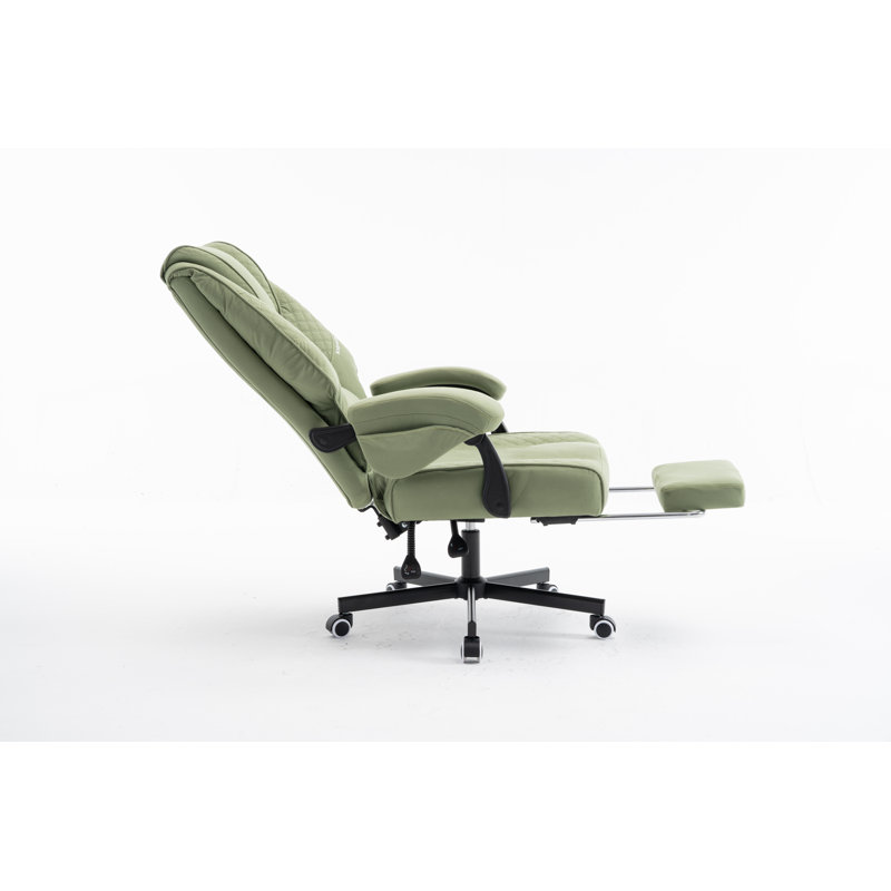 Ergonomic Office Gaming Chair With Adjustable Armrests & Retractable Footrest, Green