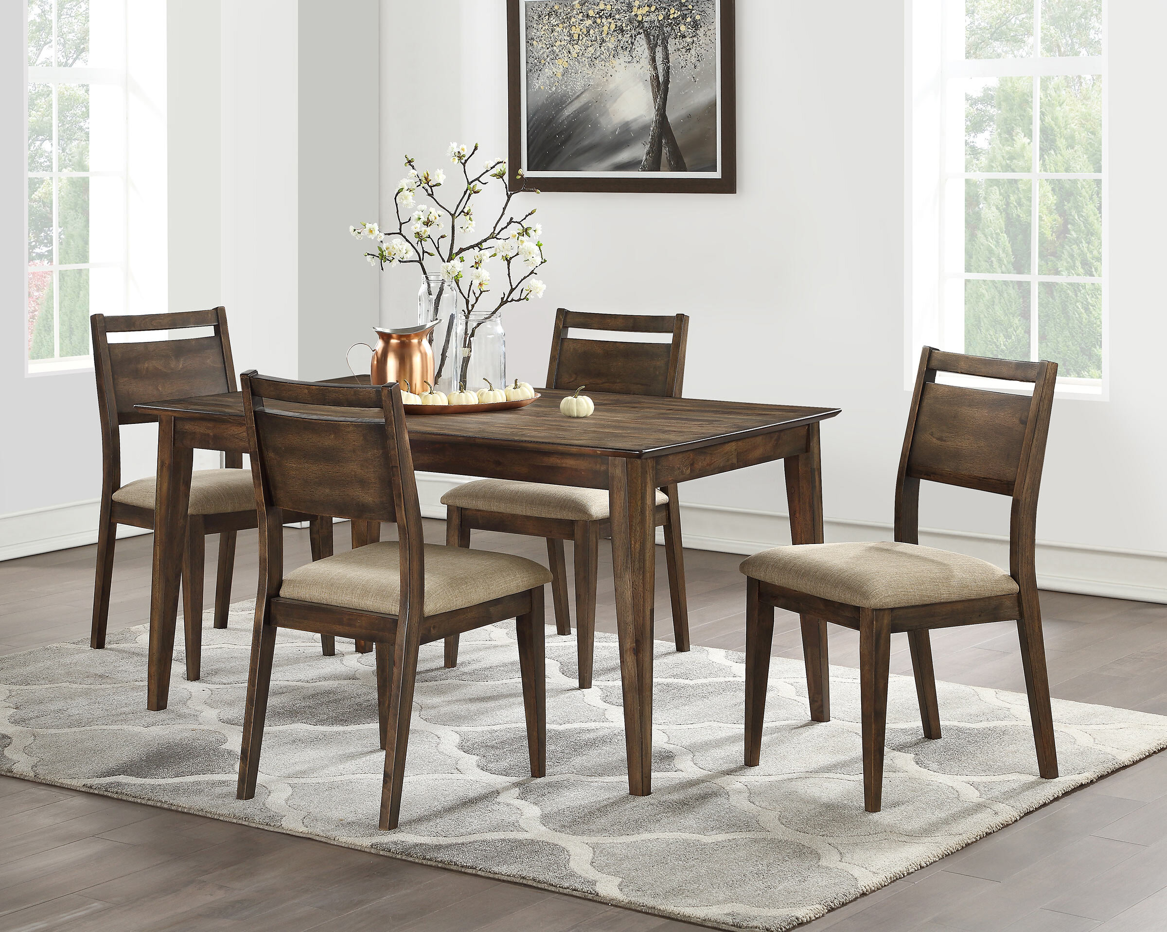 Itayetzi 5 - Piece Solid Wood Dining Set