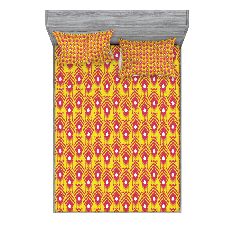 Microfiber Ikat Sheet Set, Queen Sheet Set with Fitted Sheet