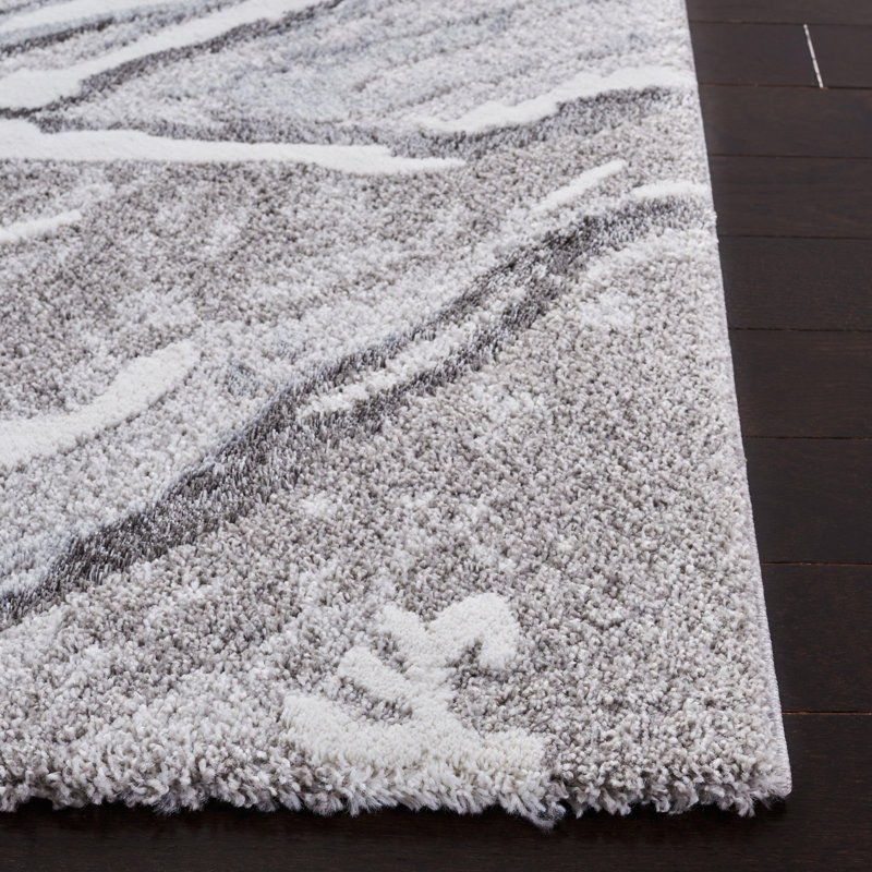 Awais Abstract Area Rug in Grey/White/Black, Runner 2' x 11'