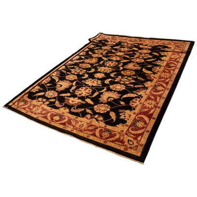 One of kind Hand-Knotted Chobi Finest Black Rug 14'10" x 24'6"