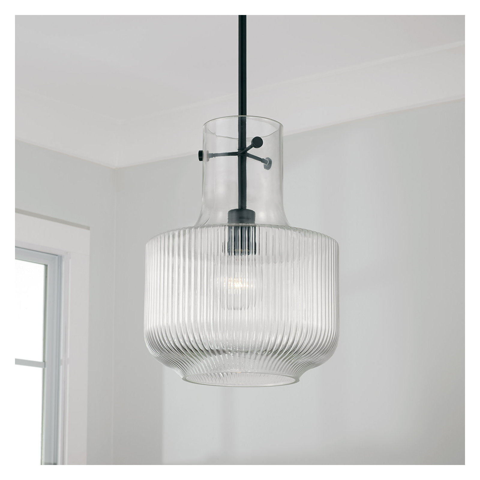 Altera Single Light Glass Dimmable Pendant, Matte Black