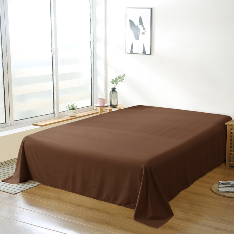 Drap plat en microfibre , Drap plat pour très grand lit californien, Brun