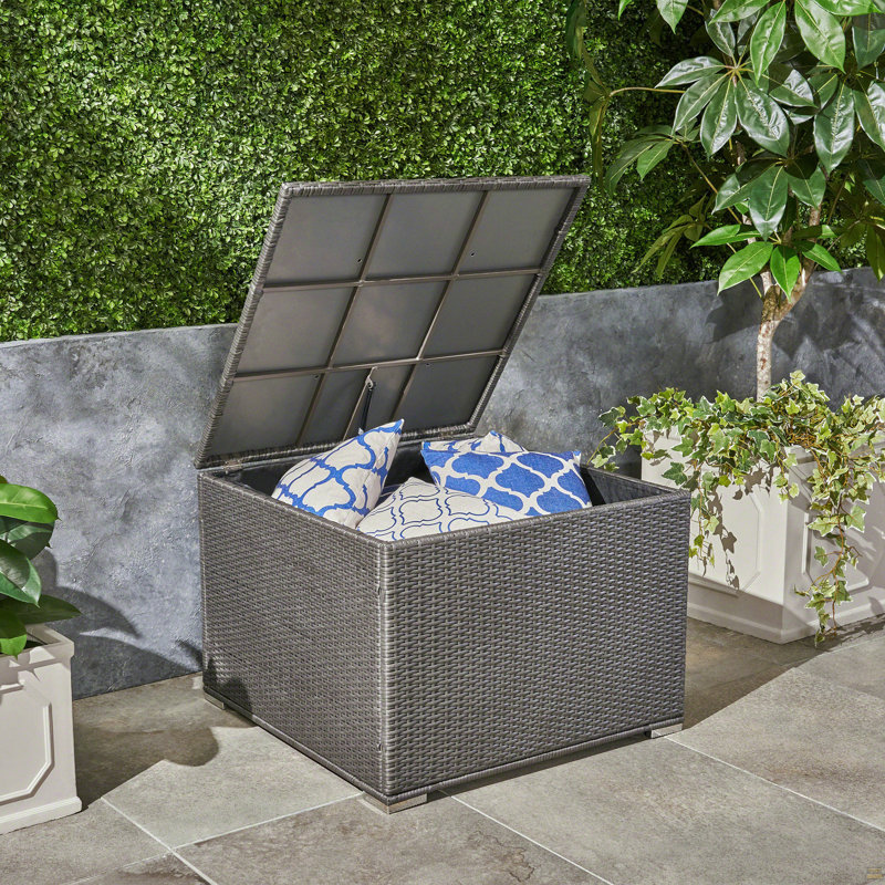 Outdoor Storage Box - Grey With Iron Frame, 32.8 In. Depth X Width 24.72 Height, Extra For Patio Iron, Necessity