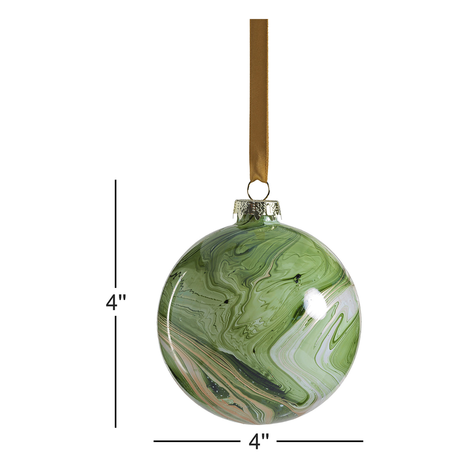 Glass Bauble, 4" H x 4" W x 4" D