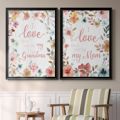 «Love Grandma», reproduction encadrée de qualité supérieure, prête à être accrochée
