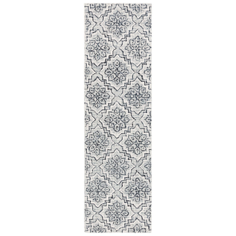 Abstract Hand Tufted Wool, Cotton Geometric Rug, Runner 2'3" x 8'