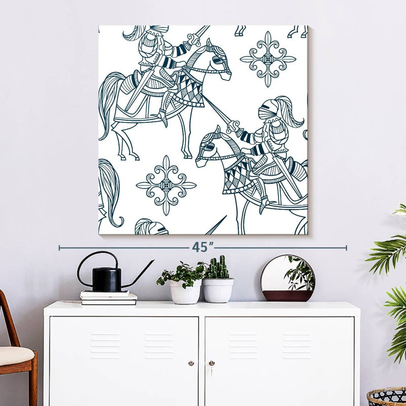 Chevaux Mehar avec chevaliers médiévaux, H 33 po x l 33 po