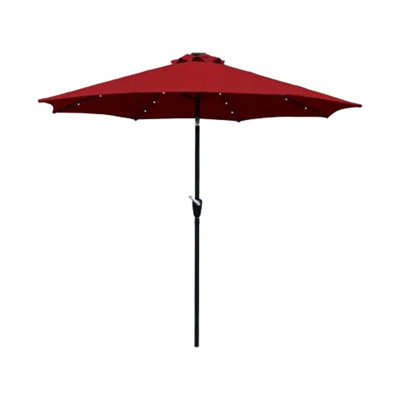 Parasol de marché en polyester à DEL 9 pi avec mât en acier Arlmont & Co., rouge