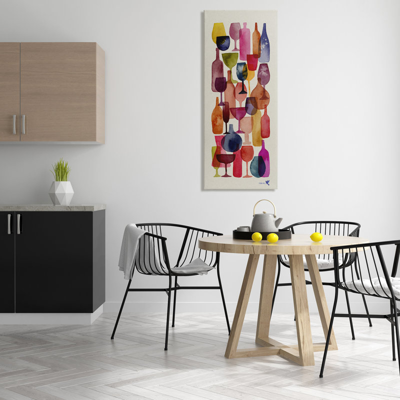 «Layered Wine Glasses», peinture sur toile, impression, H 48 po x l 20 po x P 1,5 po