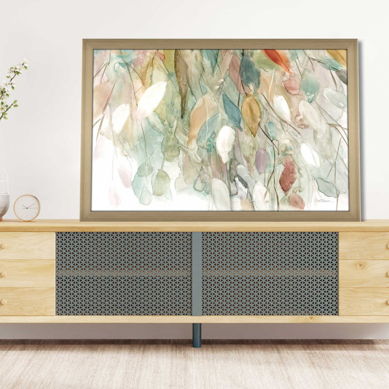 Rainy Cascade I - Peinture, L 27,5 po x H 21,5 po, Encadrement brun