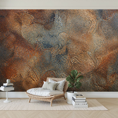 Wall Mural Peel and Stick Wallpaper Abstract Rustic Warm Earth Tones Blue Accents Self-Adhesive Removable Contact Paper Wall Decor for Living Room Bedroom 100"H x 144"W