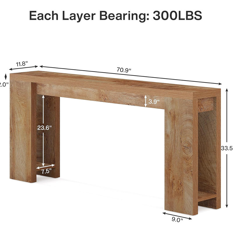 Console en bois, table d'entrée avec canapé