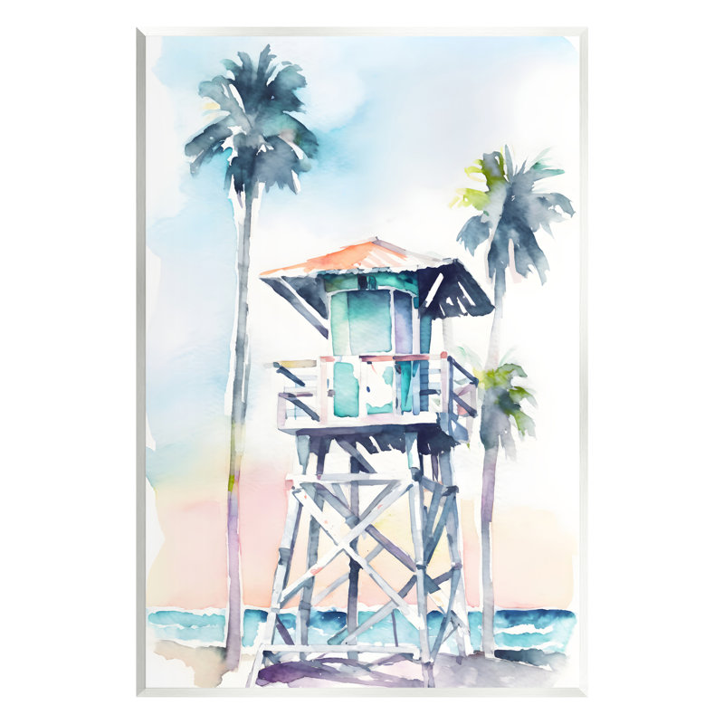 «Lifeguard Hut On Beach On MDF» par Petals Prints Design Print, H 15 po x l 10 po x P 0,5 po