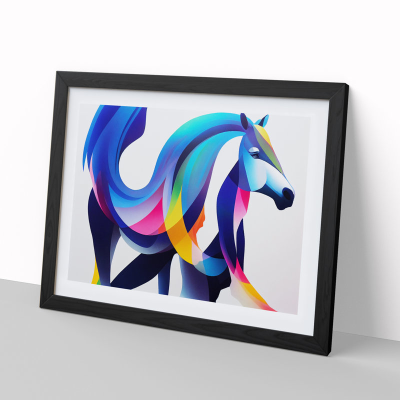 Harmonious Horse - Single Picture Frame Print, Black, 46cm H x 64cm W x 2cm D