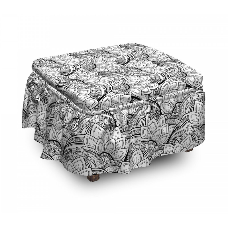 Housse pour repose-pieds pétales motif cachemire