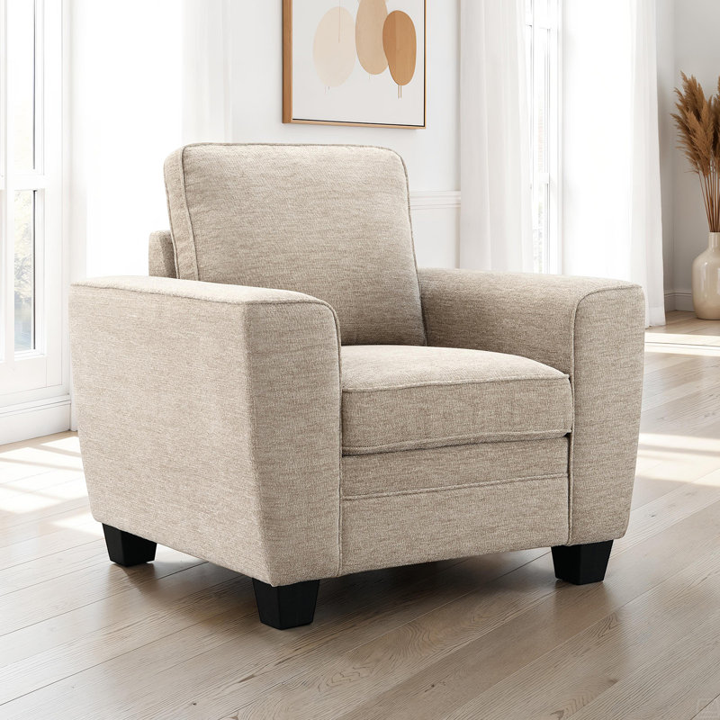 Fauteuil 1 pièce avec accoudoirs droits et noirs, Taupe
