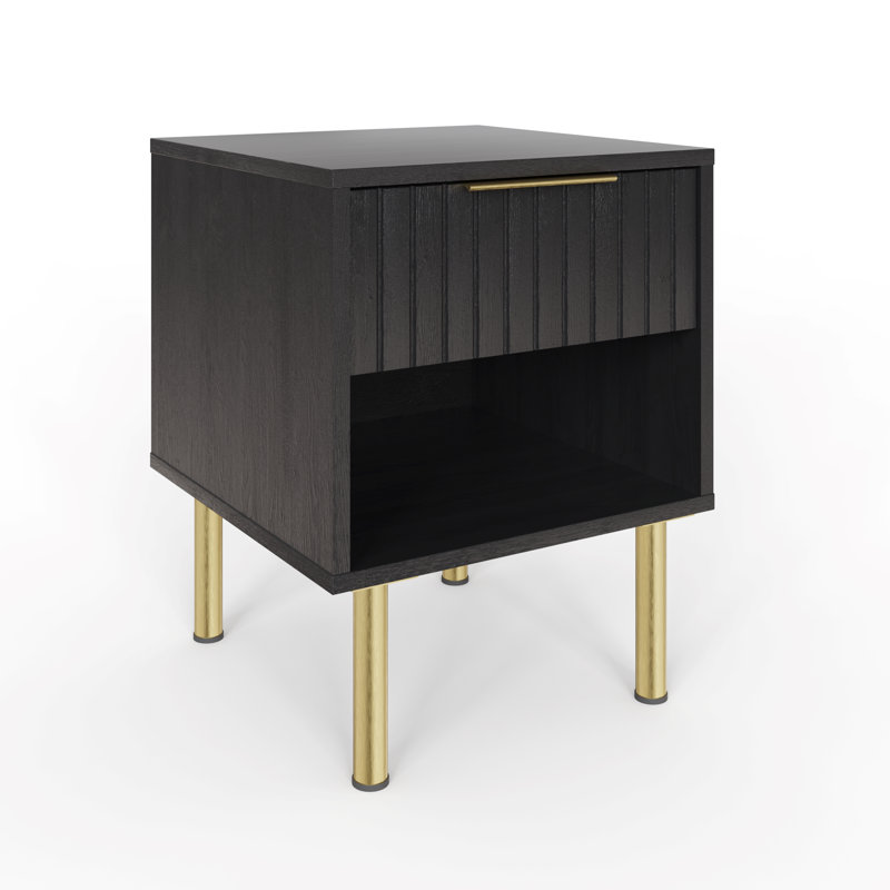 Nervata Living End Table, Black, Gold