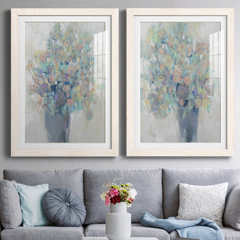 Bouquet I - ensemble de 2 reproductions de cadres photo, Cadre blanc, H 31,5 po x l 47 po x P 1,5 po