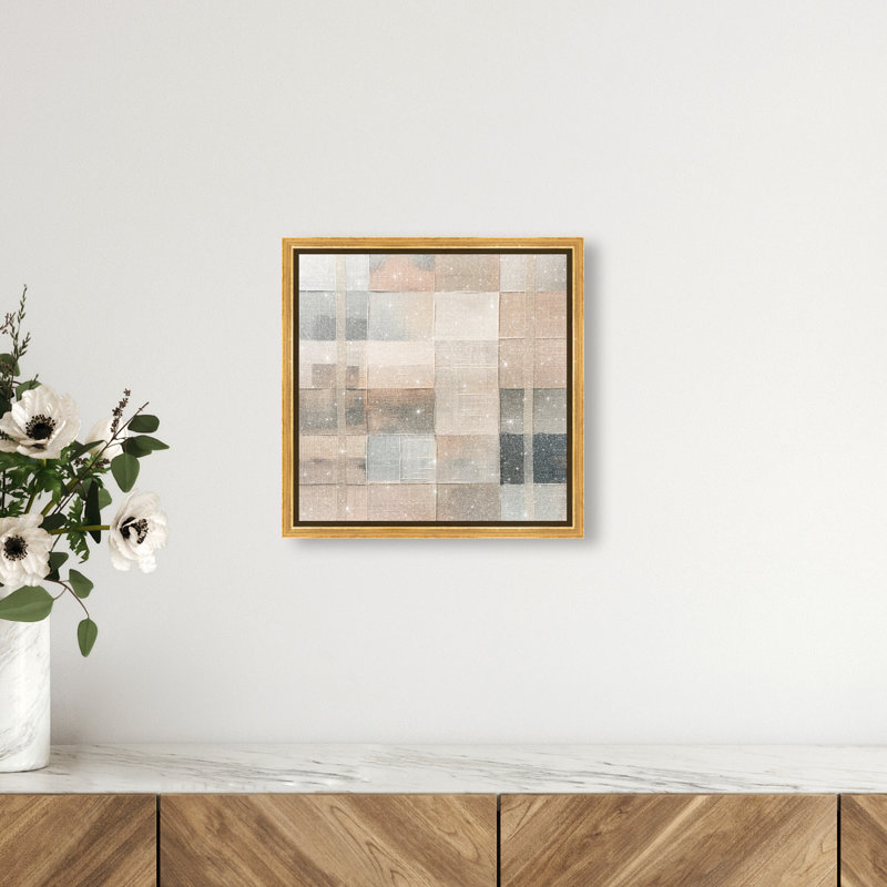 Minimalist Mesh Canvas Abstract Print by Oliver Gal, Black Frame, 12 x 12, 13"H x 13"W, Gold Frame