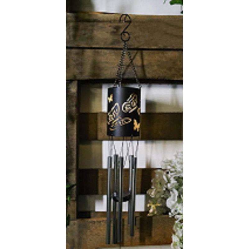 Carillon solaire en filigrane métallique suspendu Monarch Butterlfy
