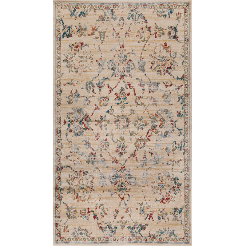 Tapis d'intérieur 100% polypropylène à motif floral moderne Modern Farmhouse, Rectangle 5 pi x 8 pi