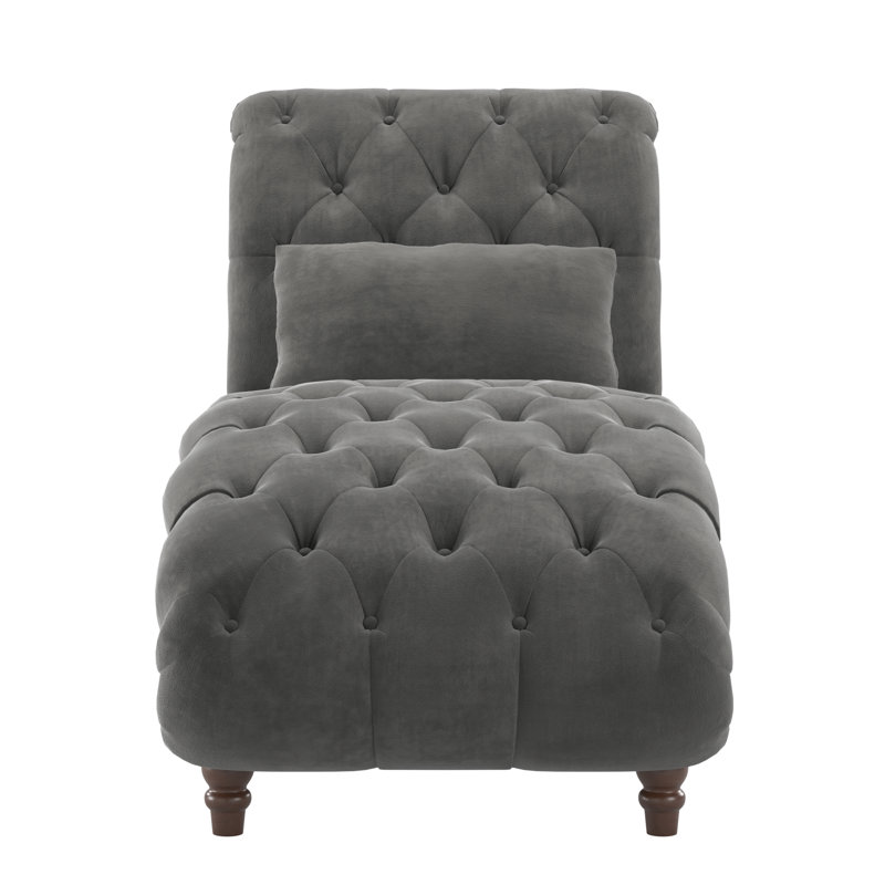 Chaise longue capitonnée sans accoudoirs Huskins, Gris foncé chiné