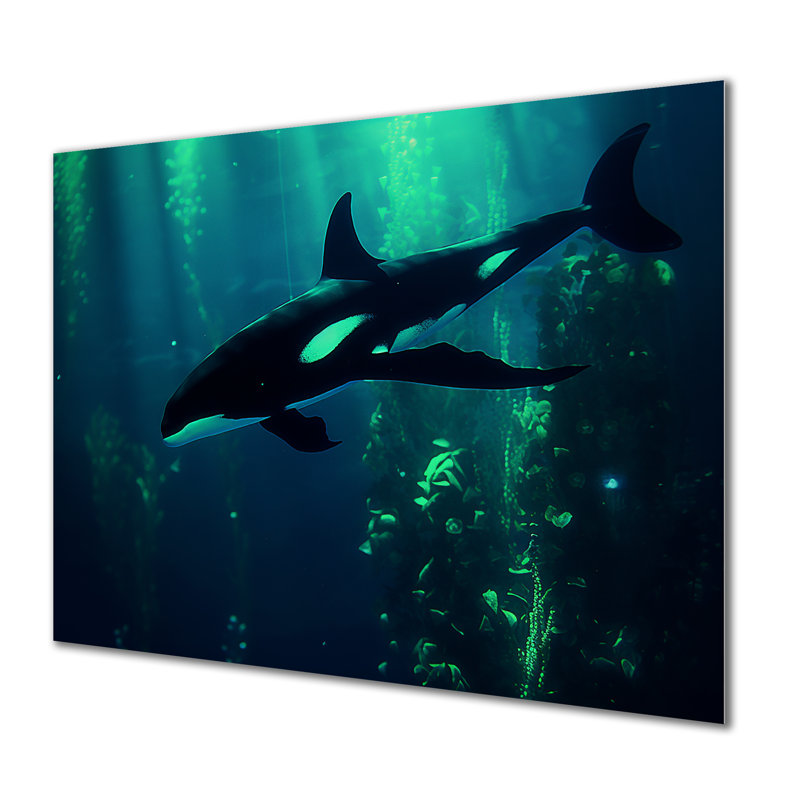 «Deep Ocean Orka God Rays - Coastal Animal», reproduction d'art mural, Sans cadre, métal, H 12 po x l 20 po