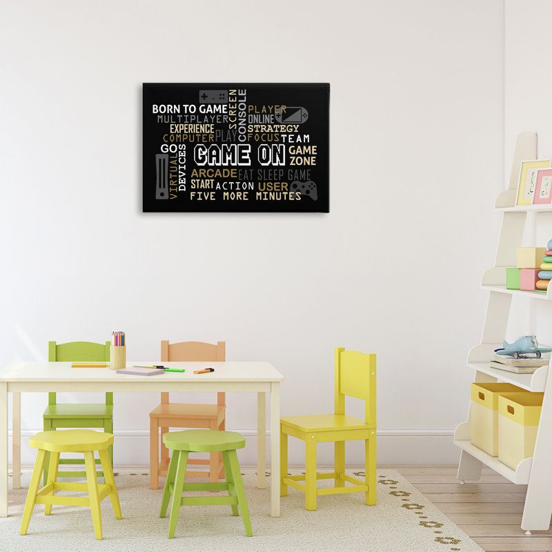 Toile typographique «Game On Gamer», conception de Kim Allen, H 16 po x l 24 po