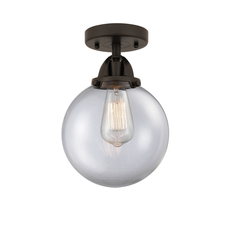 Flush Mount, 11.25" H x 8" W x 8" D, Clear, Oil Rubbed Bronze