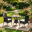 Ensemble de 2 chaises de jardin empilables en rotin avec coussins et pieds antidérapants, idéales pour le jardin et la pelouse.