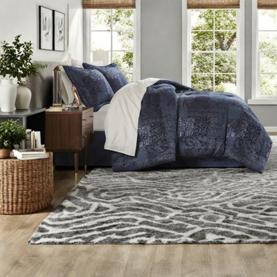 Premium King Bedding Sets Polyester Jacquard Navy Modern Home