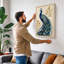 Ornamental Peacock Japandi - Wrapped Canvas-653707366-653707368