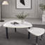 Table basse moderne rotative à 360 degrés avec plateau en pierre frittée blanche pour salon, plateau de table à dalles de roche avec pieds en bois massif, table basse, mobilier d'appoint en bois rotatif