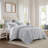 3-Piece Full/Queen Cotton  Embroidered Quilt Set,Blue