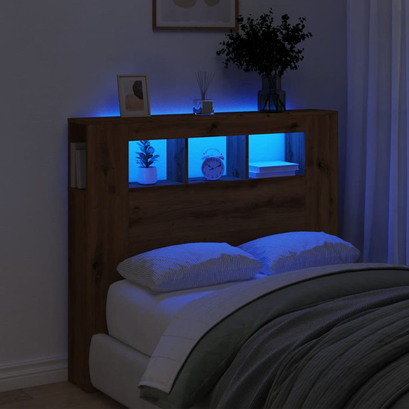 Nevio Bookcase Headboard, 120 x 18.5 x 103.5 cm, Artisan Oak