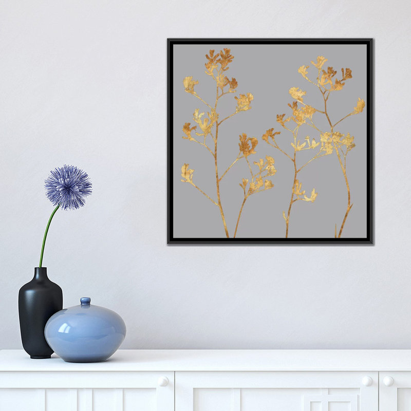 «Gold at Dusk II», impression sur toile, H 18 po x l 18 po x P 1,5 po, Toile avec cadre noir, Pas de tapis