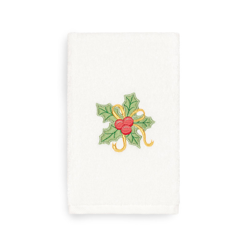 Débarbouillette de Noël brodée de Noël 100% coton, Blanc
