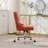 Office Chair, Modern Chenille Upholstered Tufted Button Home Office Chair With Chrome Metal Base, Adjustable Desk Chair Swivel Office Chair (Orange)