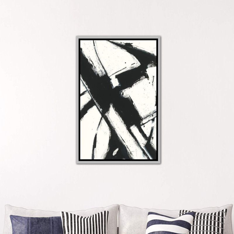 «Expression Abstract I.A» par Shirley Novak - reproduction d'art, H 40 po x l 26 po x P 1,5 po, Toile avec cadre argenté