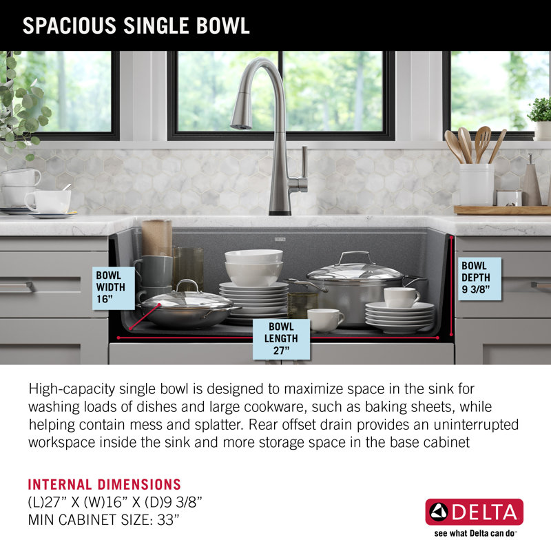 Dark Gray Granite Composite Workstation Kitchen Sink with Workflow Ledge