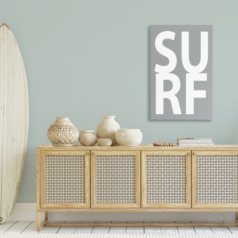«Surf Word on Gray», art mural sur toile par Jamie MacDowell, H 45 po x l 30 po