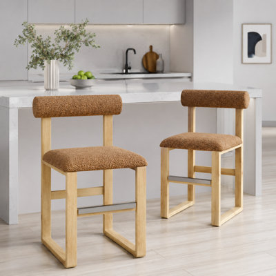 Tabouret de bar et de comptoir rembourré avec base en bois Brayden