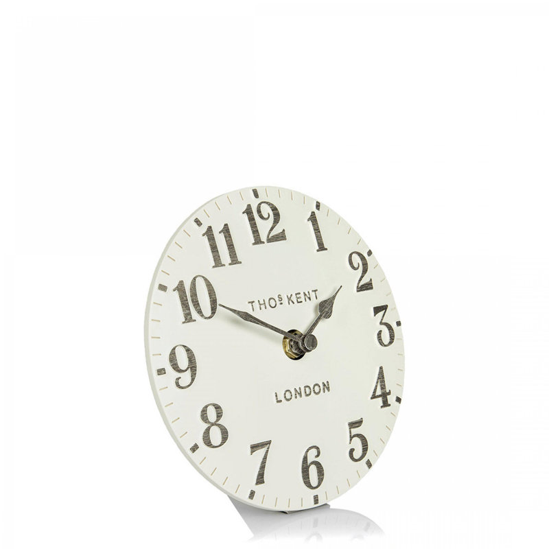 Modern & Contemporary Analogue Quartz Movement / Crystal Tabletop Clock, Limestone White