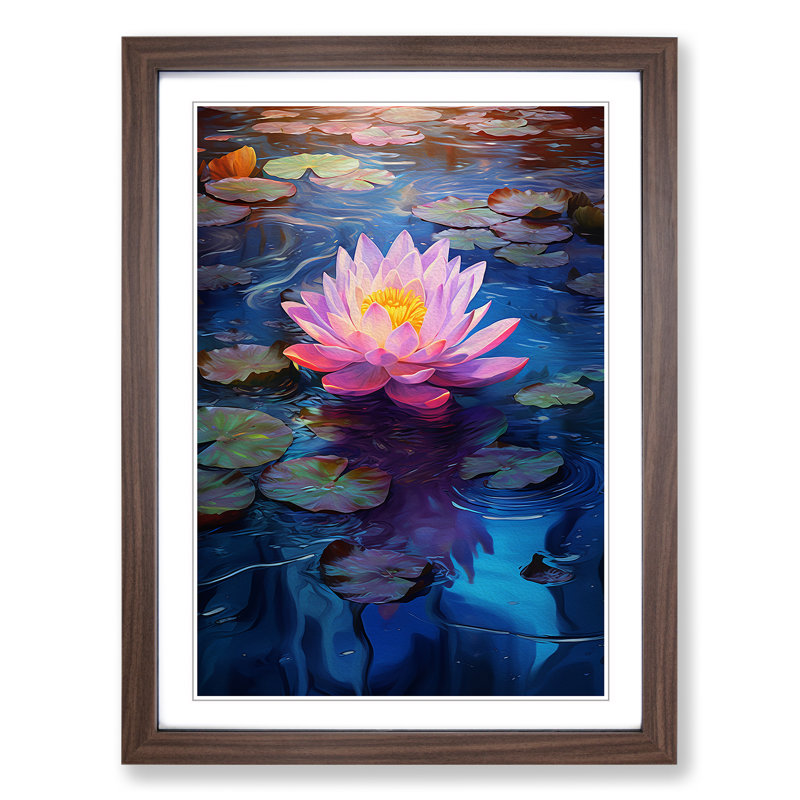 Water Lily Digital Art - Framed Print, 34cm H x 25cm W, Walnut Framed