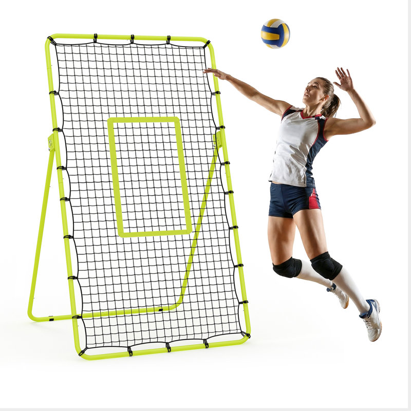 Filet de rebond de volleyball 7x4 pi - filet de rebond à angle réglable, pliable, facile à installer, avec piquets, entraînement à la maison et à l'extérieur