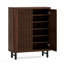 Armoire à chaussures 33,46 po en bois de noyer foncé moderne à 6 niveaux avec portes à persiennes-1561186969