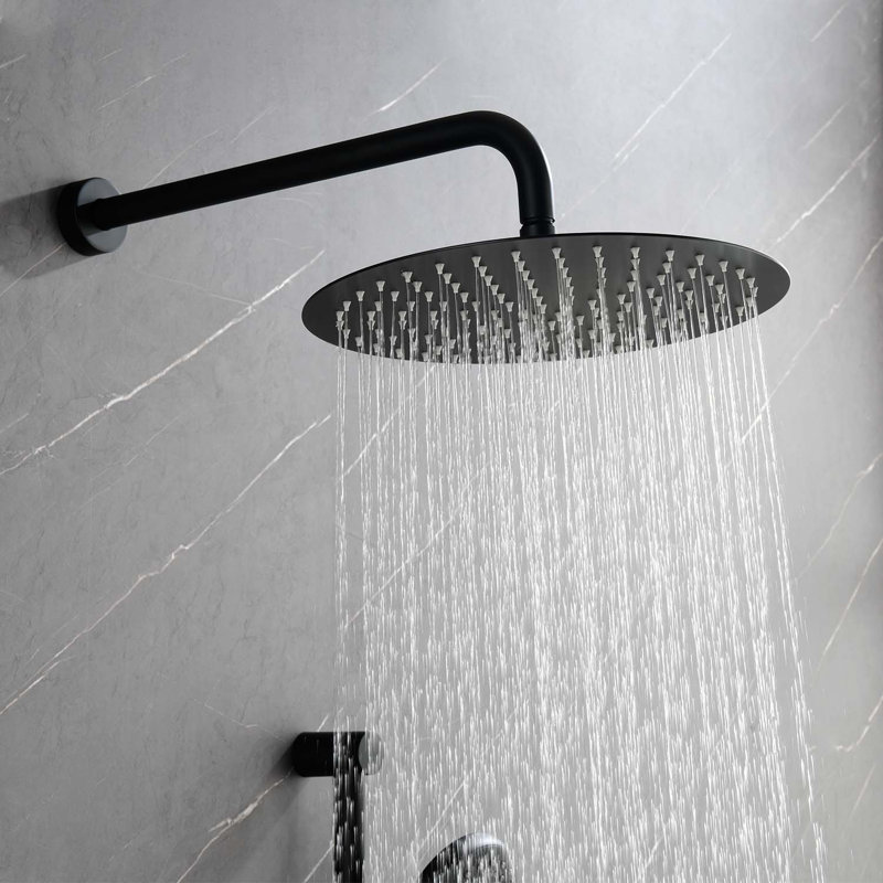 Complete Shower System with Rough in-Valve, Matte Black